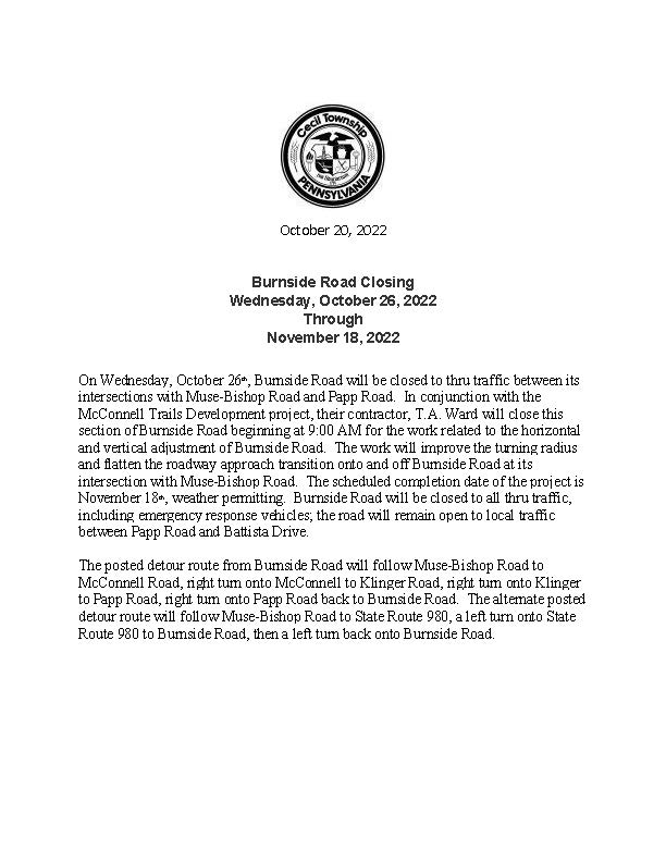 Burnside Road Closure