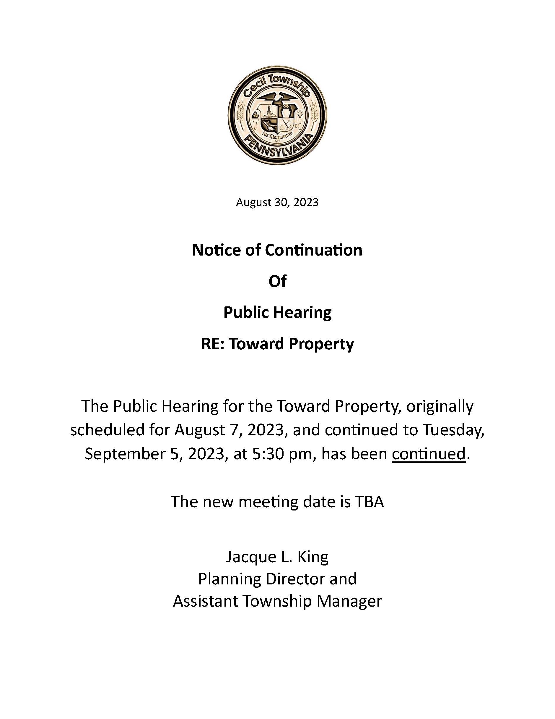 Continuation of Toward Property Hearing 2