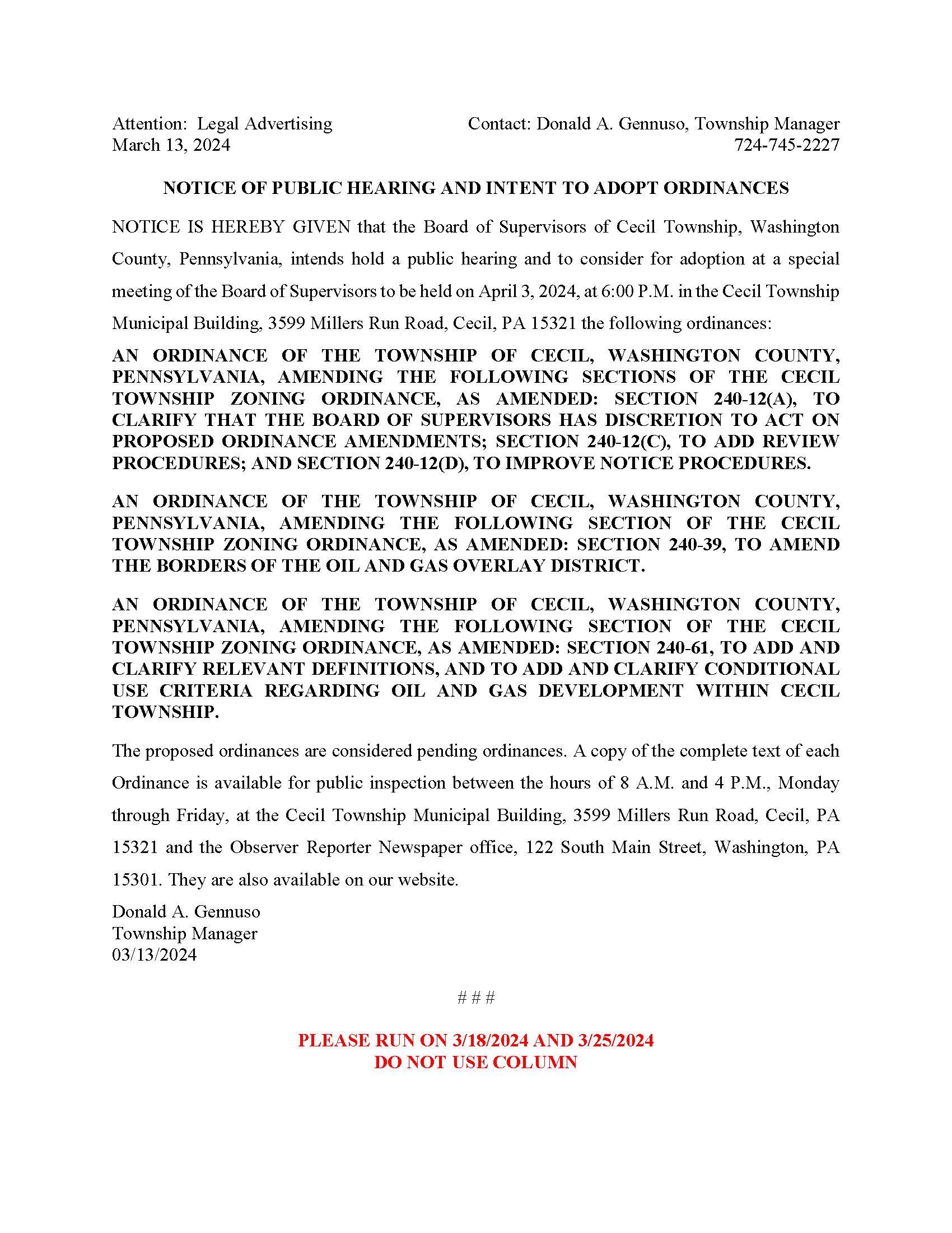 Advertisement for April 3 2024