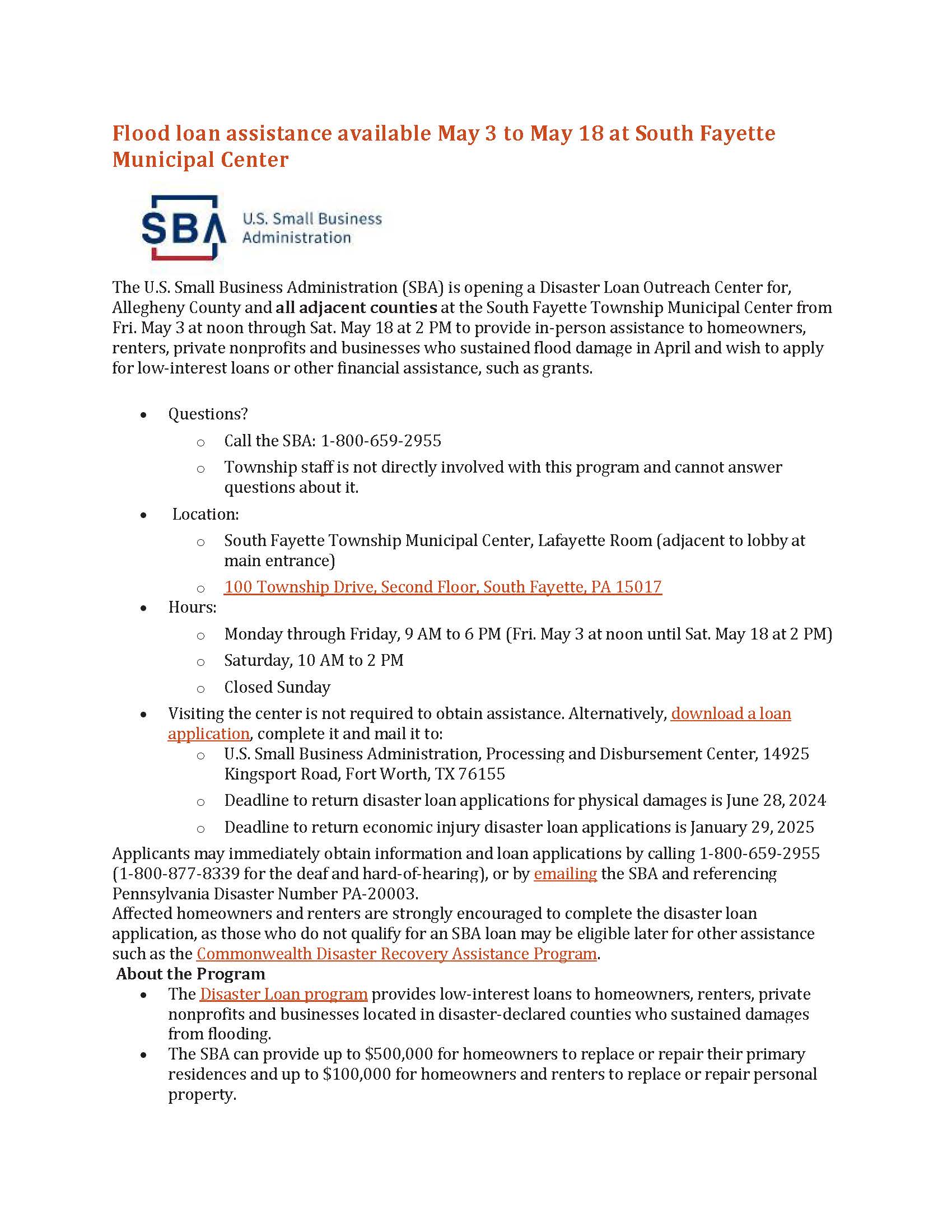 Flood loan assistance available May 3 to May 18 at South Fayette Municipal Center_Page_1