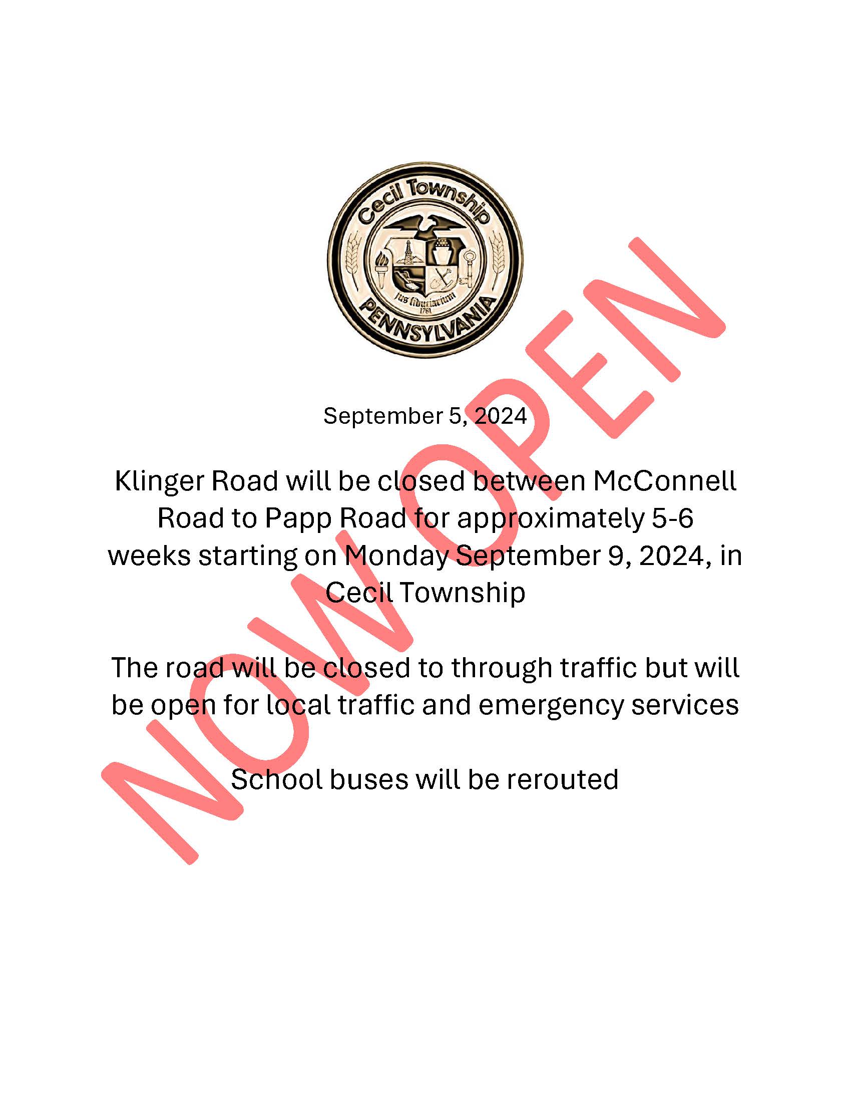 September 5 klinger RoaDOPEN