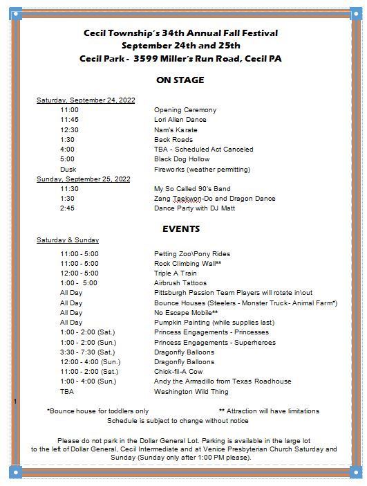 full schedule by type