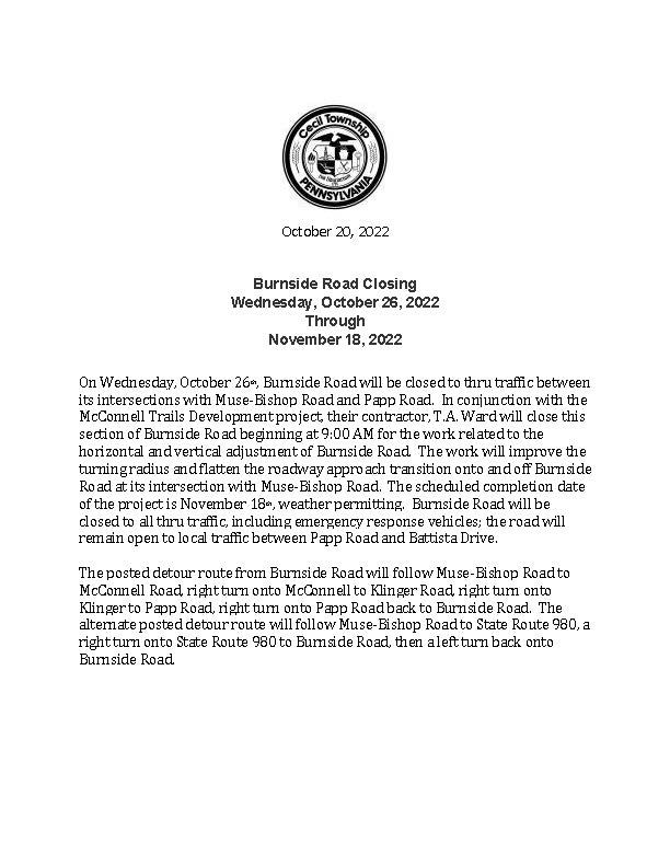 Burnside Road Closure