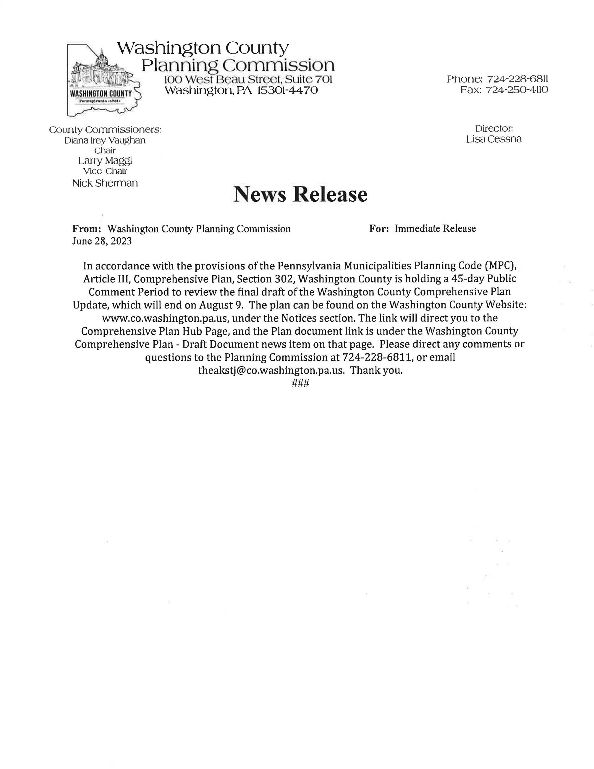 Comp Plan Public Comment News Release 6-28-23 FINAL