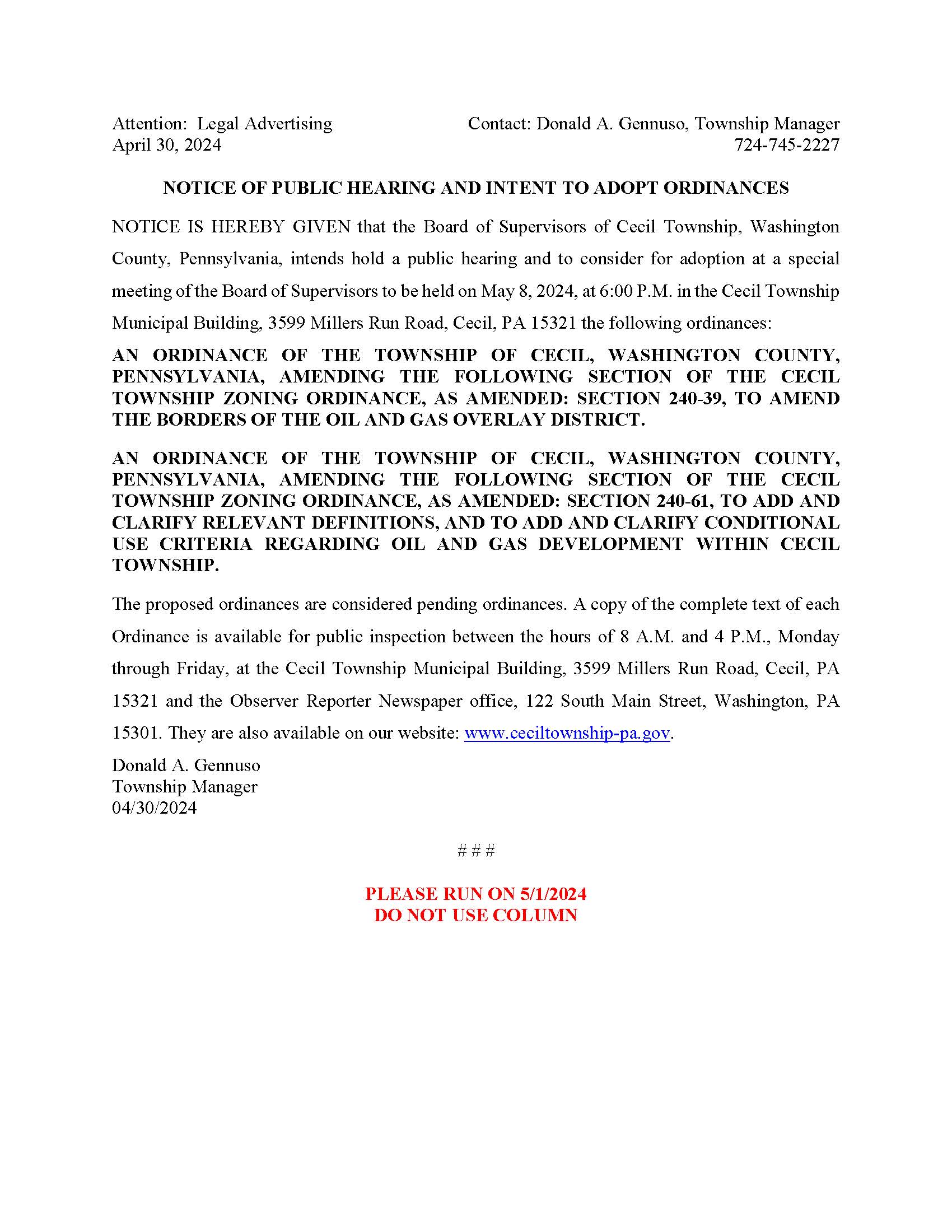 Advertisement for May 8, 2024