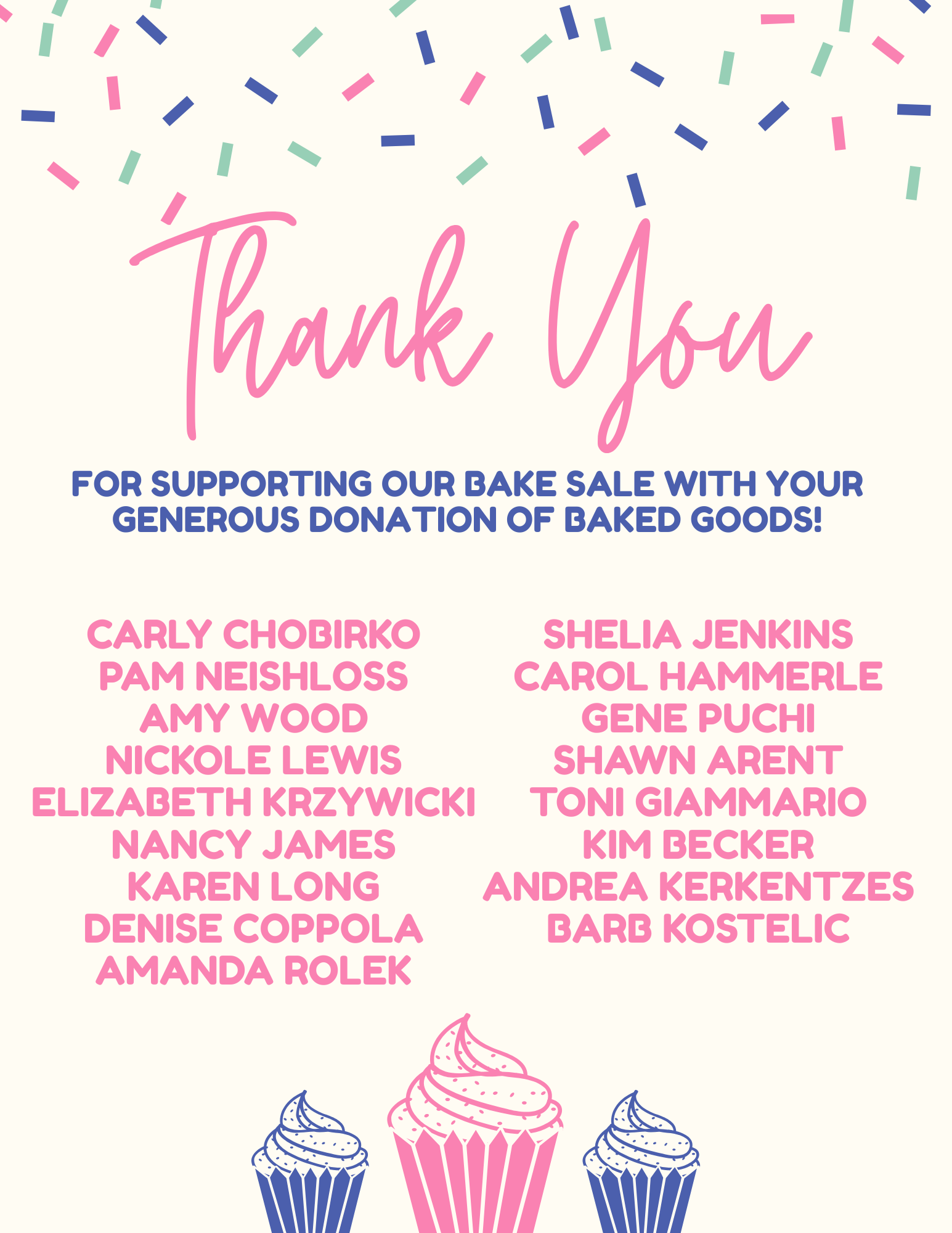 2025 Easter Bake Sale Thank You