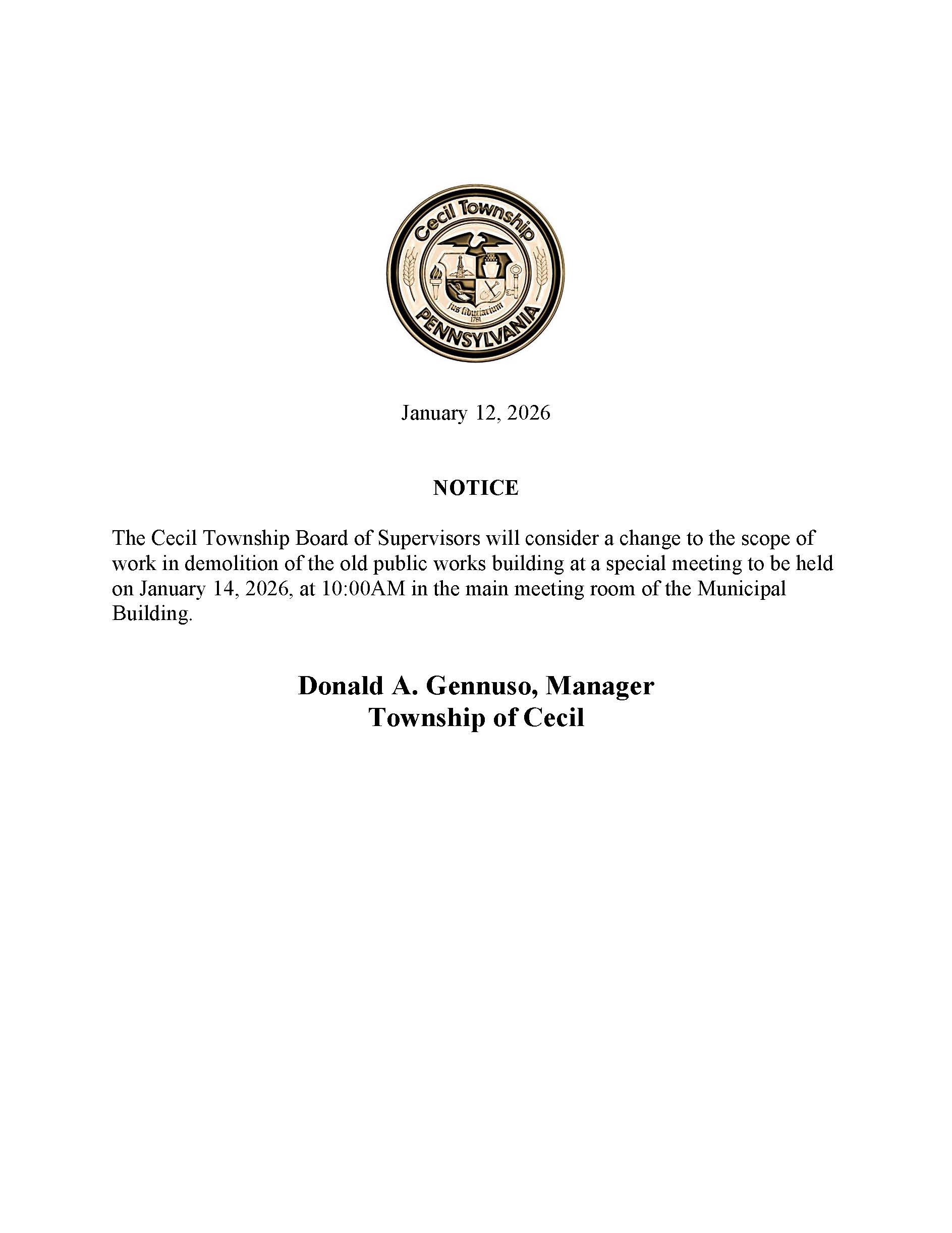 2026 special meeting ad