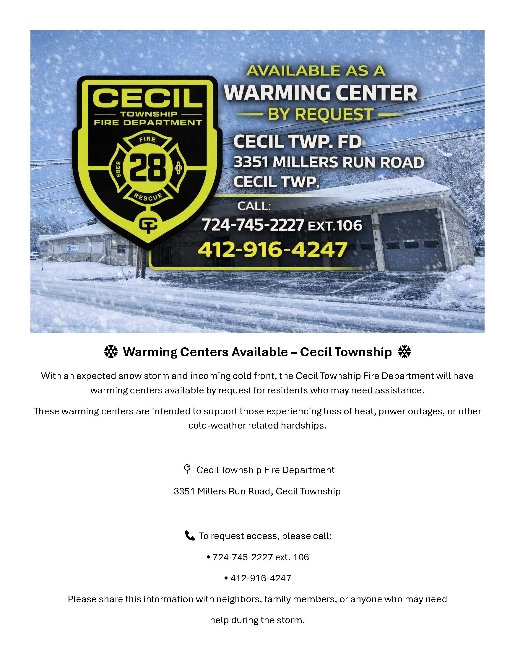 Warming Centers Available
